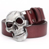 skull head Cowhide leather belt