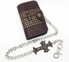 Skull and cross rivet wallet with chain