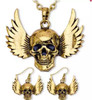 Skull and wings necklace set