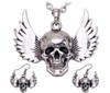 Skull and wings necklace set