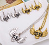 Skull and wings necklace set