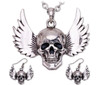 Skull and wings necklace set