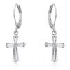 Cubic Zirconia Silvertone Cross Earrings (pack of 1 ea)