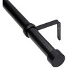 Umbra 245976-111 Cappa Brushed Black Curtain Rod  Modern Curtain Rod Extends from 66 to 120 Inches and Includes Matching Finials, Brackets and Hardware, 1-Inch Diameter Drapery Rod