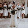 Boho  Long Sleeve Lace Wedding Dress V  Neck Backless Bridal Gown