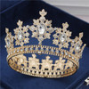 Crystal Round Diadem Wedding Crown Gold Tiaras Bridal Hair Pageant