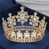 Crystal Round Diadem Wedding Crown Gold Tiaras Bridal Hair Pageant