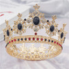 Crystal Round Diadem Wedding Crown Gold Tiaras Bridal Hair Pageant