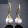Fashion Round Simulated Pearl & Zirconia Long Drop Earrings Bridal Wedding Jewelry