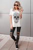 Edgy Chic Distressed Graphic Tee - Ivory