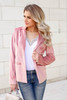 CBRAND Up Till Midnight Velvet Blazer - Blush