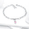 Breast Cancer Awareness Ribbon and Heart Charm Bracelet Breast Cancer Awareness Ribbon and Heart Charm Bracelet