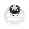 Rhodium Plated Onyx Mens Ring