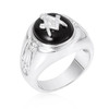 Rhodium Plated Onyx Mens Ring