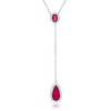 Lara 5.8ct Ruby CZ Rhodium Classic Drop Lariat Necklace