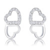 .17 Ct Melded Hearts Rhodium and CZ Stud Earrings