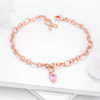 Rose Gold Plated Breast Cancer Awareness Ribbon and Heart Charm Bracelet Rose Gold Plated Breast Cancer Awareness Ribbon and Heart Charm Bracelet