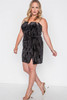 Plus Size Black Side Slit Cami Evening Mini Dress
