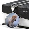 LABRADOR PUPPY LUXURY NECKLACE WITH CIRCLE CHARM
