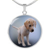 LABRADOR PUPPY LUXURY NECKLACE WITH CIRCLE CHARM