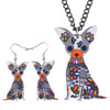 CHIHUAHUA ENAMEL NECKLACE & EARRING SET