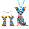 CHIHUAHUA ENAMEL NECKLACE & EARRING SET