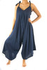 Solid Blue Boho Hippie Jumpsuit Rompers