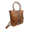 Dark Brown Ostrich Zipper Tote Bag Set
