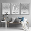 City Maps Black & White Design Wall Art