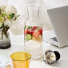Heat Resistant Glass Carafe with Stainless Steel Silicone Flip-top Lid - Glass Water Pitcher Fridge Ice Tea Maker, 1000ml/35oz