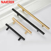NAIERDI Brushed Black Gold Straight Cupboard Handles Knobs Stainless Steel Brushed Black Gold Kitchen Door Handles Cabinet Pull