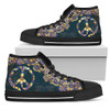 Womens Gold and Blue Peace Mandala High Top
