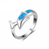 Fire Blue Opal & Sterling Silver Dolphin & Tail Ring Fire Blue Opal & Sterling Silver Dolphin & Tail Ring