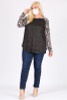 leopard print contrast sleeves tunic top