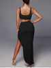 Crop Top Split Skirt Two Piece Set