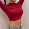 Turtleneck  Graphic Crop Top