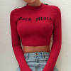 Turtleneck  Graphic Crop Top