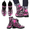 Gray Pink Flowers Men's leather boots
