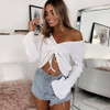 V-Neck Drawstring Ruched  Crop Tops