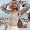 V-Neck Drawstring Ruched  Crop Tops