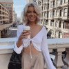 V-Neck Drawstring Ruched  Crop Tops