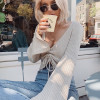 V-Neck Drawstring Ruched  Crop Tops