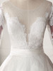 Stunning Jewel Satin Tulle White Wedding Dress Half Sleeves Appliques Bridal Gowns