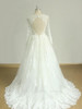 Gorgeous Longsleeves White Appliques Wedding Dress Tulle Lace Jewel Bridal Gown