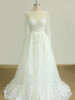 Gorgeous Longsleeves White Appliques Wedding Dress Tulle Lace Jewel Bridal Gown