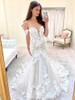 Elegant Mermaid Strapless Sweetheart Tulle Lace Flower Wedding Dress