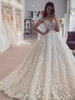 Charming long sleeve wedding dress lace applique tulle bridal dress applique