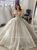 Strapless Sweetheart Tulle Champagne Lace A-line Wedding Dress Occasion Dress