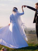 Satin Wedding Dress 2021 A Line O Neck Muslim Bridal Gowns for Women Simple Robes de mariée Vintage Vestidos de noiva