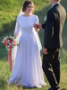 Satin Wedding Dress 2021 A Line O Neck Muslim Bridal Gowns for Women Simple Robes de mariée Vintage Vestidos de noiva